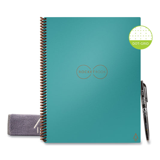 Rocketbook Core Smart Notebook, Dotted Rule, Neptune Teal Cover, (16) 11 x 8.5 Sheets (EVRLRCCE)