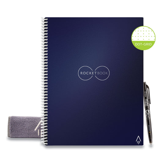 Rocketbook Core Smart Notebook, Dotted Rule, Midnight Blue Cover, (16) 11 x 8.5 Sheets (EVRLRCDF)