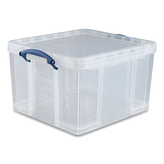 Really Useful Box Snap-Lid Storage Bin, 11.09 gal, 17.31" x 20.5" x 12.25", Clear/Blue (42LCL)