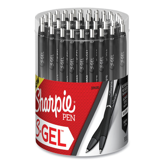 Sharpie S-Gel High-Performance Gel Pen, Retractable, Medium 0.7 mm, Black Ink, Black Barrel, 36/Pack (2096180)