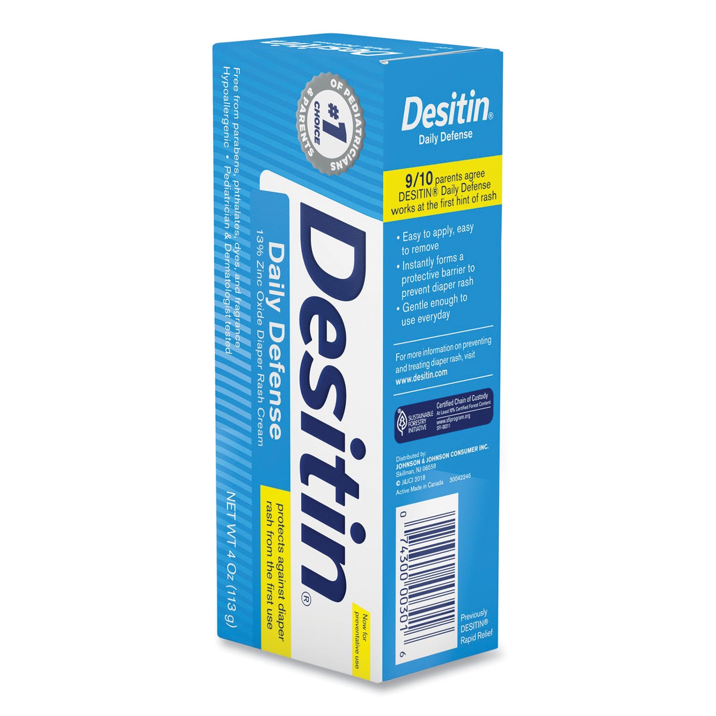 Desitin Daily Defense Baby Diaper Rash Cream with Zinc Oxide, 4 oz Tube (00301)