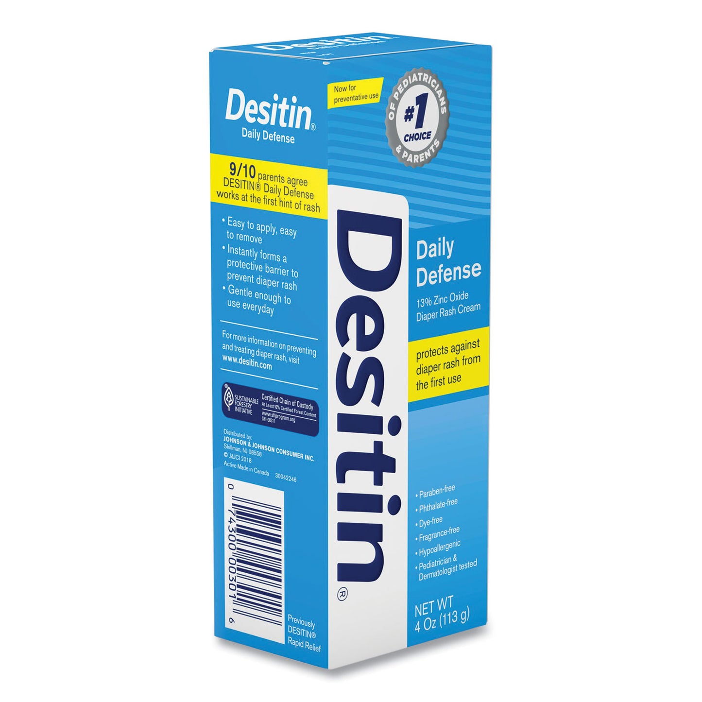 Desitin Daily Defense Baby Diaper Rash Cream with Zinc Oxide, 4 oz Tube (00301)