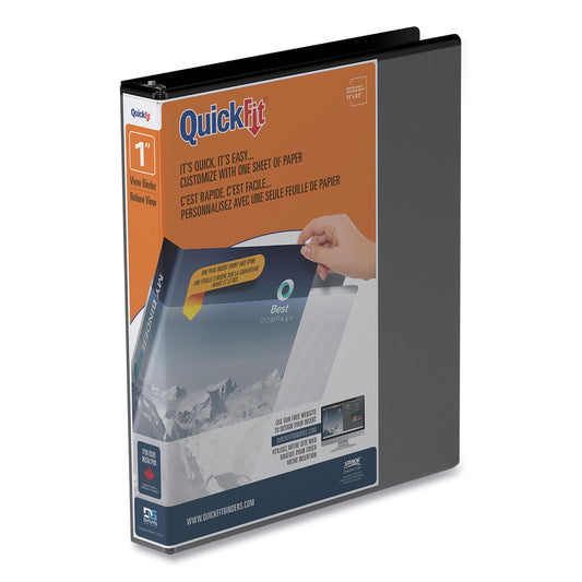 Stride QuickFit D-Ring View Binder, 3 Rings, 1" Capacity, 11 x 8.5, Black (87011)