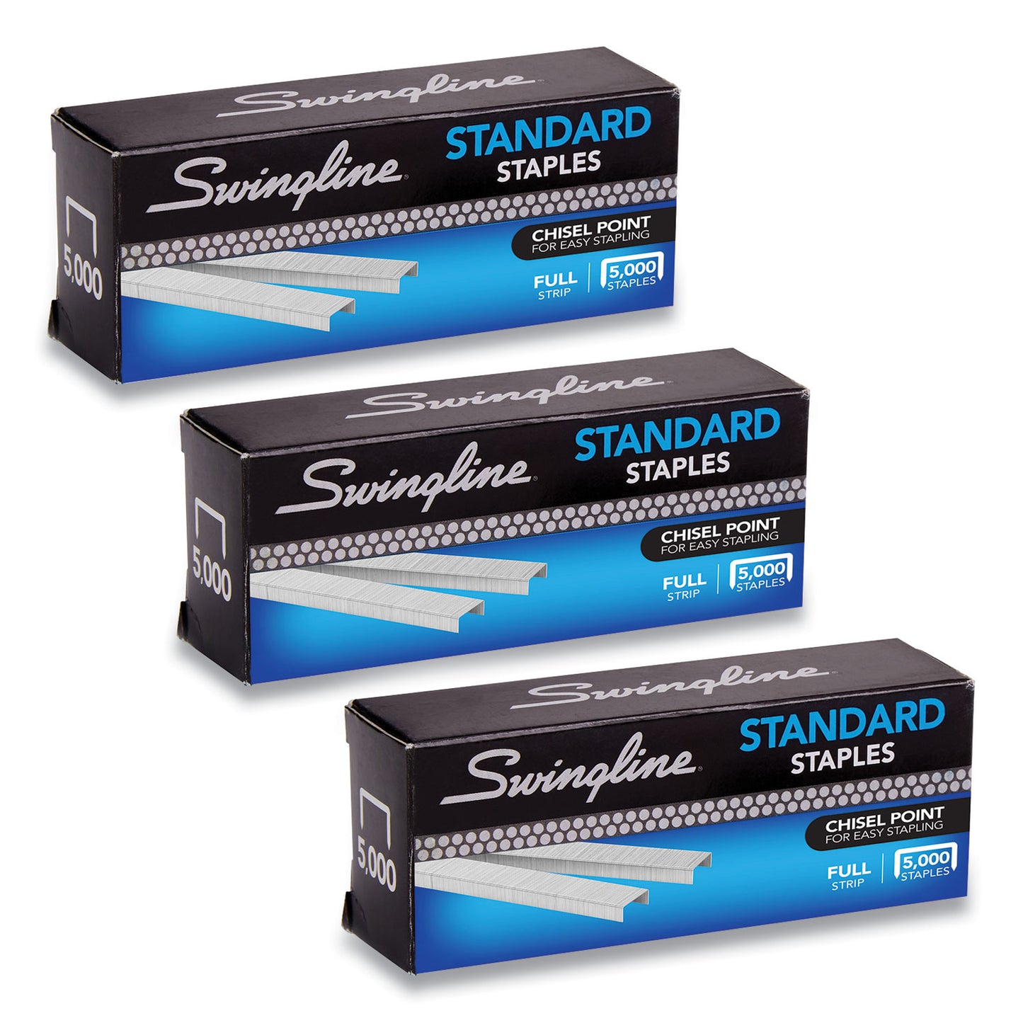 Swingline S.F. 1 Standard Staples, 0.25" Leg, 0.5" Crown, Steel, 5,000/Box, 3 Boxes/Pack (S7035104)