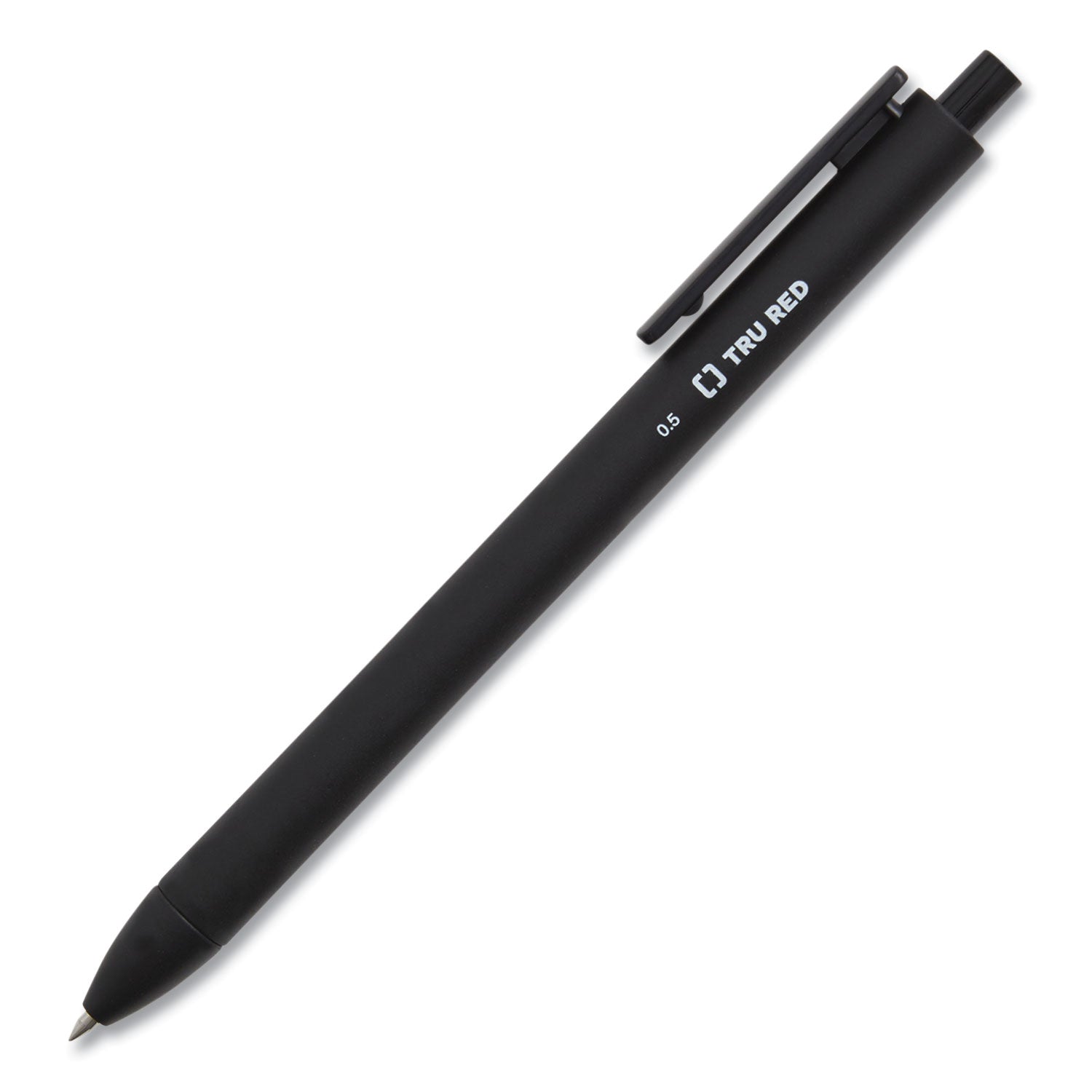 TRU RED Quick Dry Gel Pen, Retractable, Fine 0.5 mm, Black Ink, Black Barrel, 5/Pack (24377016)