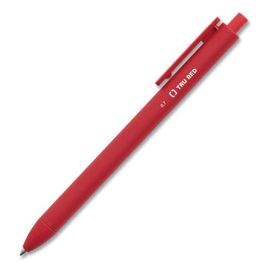 TRU RED Quick Dry Gel Pen, Retractable, Medium 0.7 mm, Red Ink, Red Barrel, Dozen (24377032)