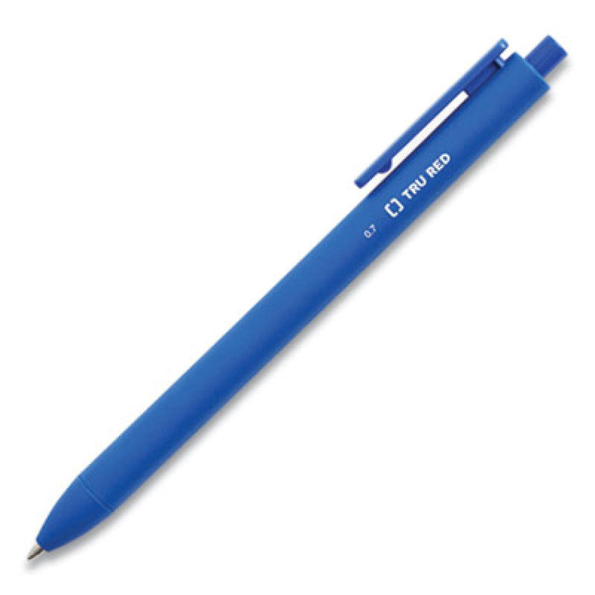 TRU RED Quick Dry Gel Pen, Retractable, Medium 0.7 mm, Blue Ink, Blue Barrel, 5/Pack (24377036)