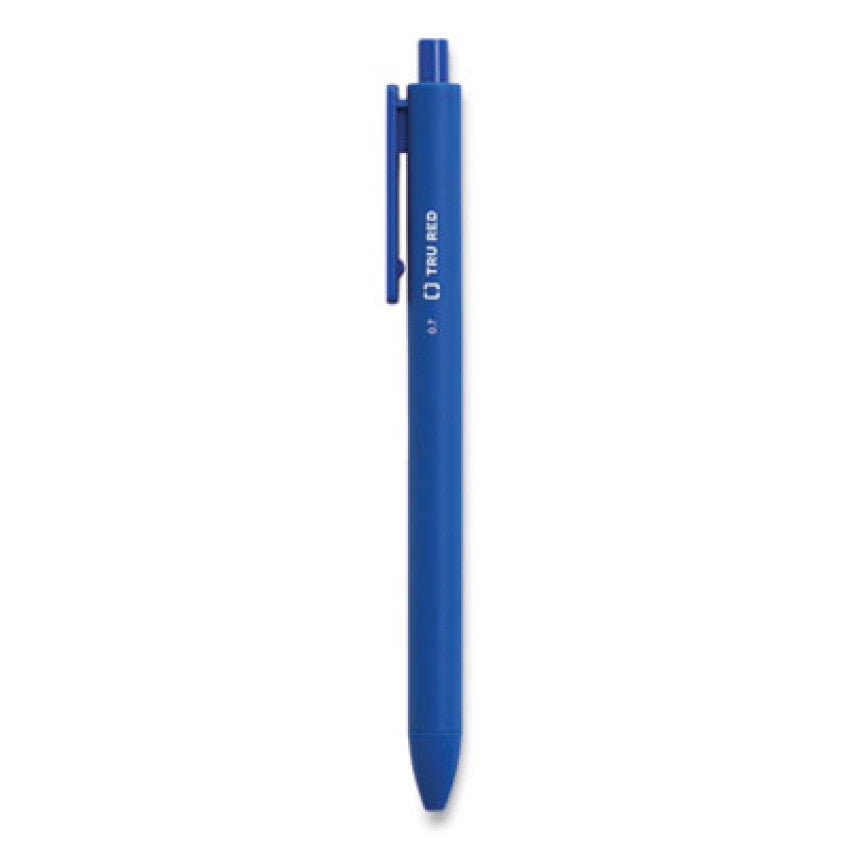 TRU RED Quick Dry Gel Pen, Retractable, Medium 0.7 mm, Blue Ink, Blue Barrel, 5/Pack (24377036)