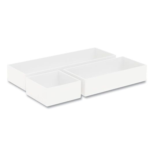 TRU RED Three-Piece Plastic Drawer Organizer, 3.23 x 3.23 x 1.47, 6.26 x 3.23 x 1.47, 9.5 x 3.23 x 1.47, White, 3/Set (24380392)