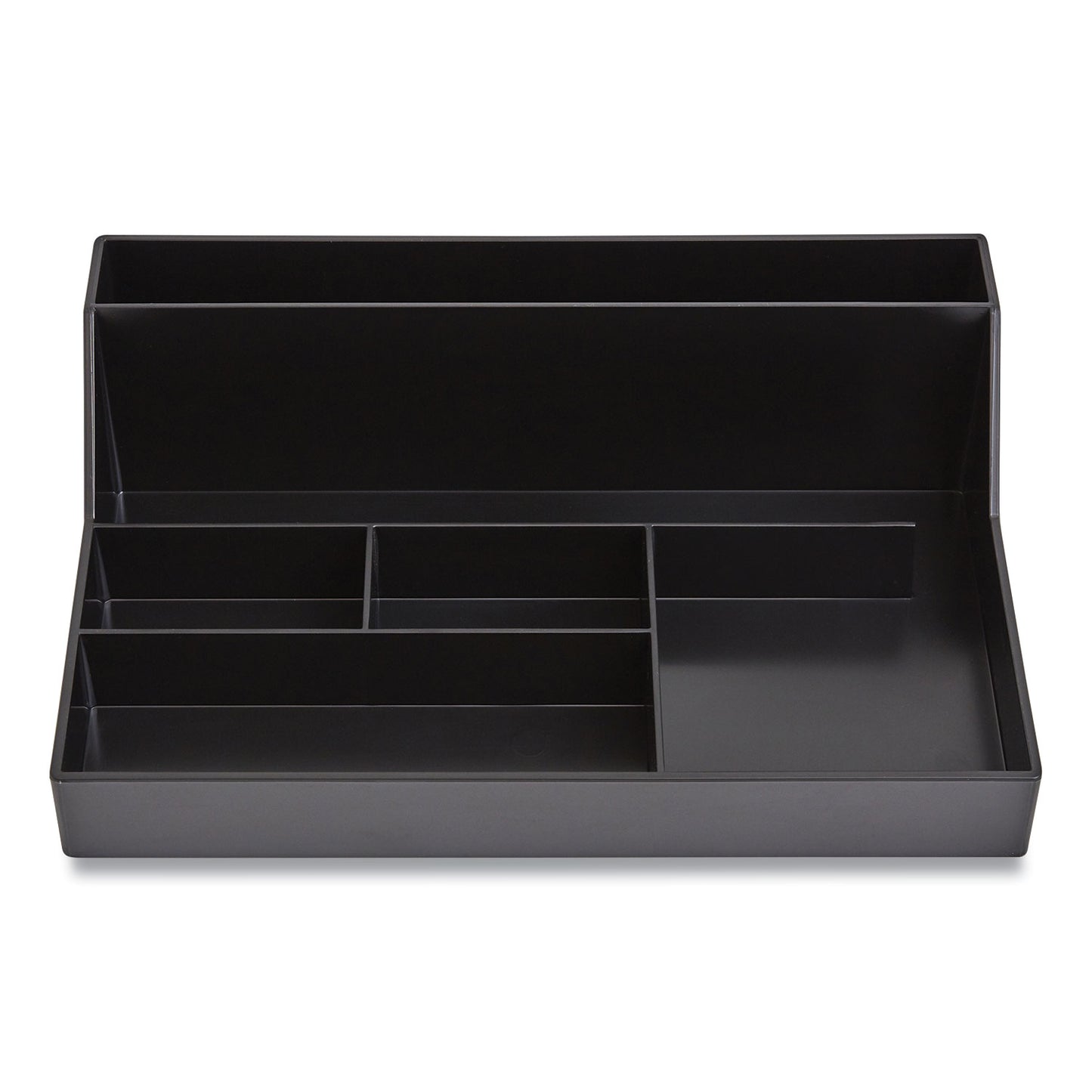 TRU RED Plastic Desktop Organizer, 6 Compartments, 6.81 x 9.84 x 2.75, Black (24380402)