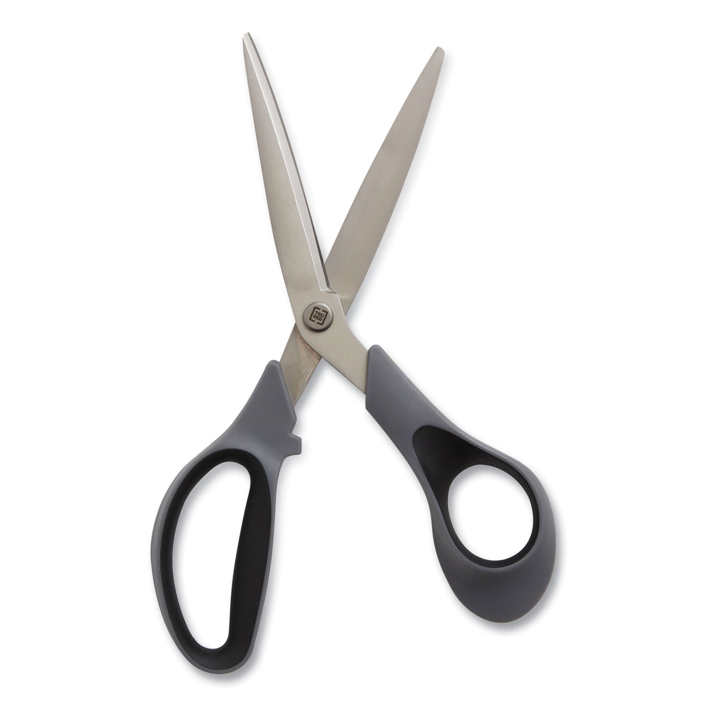 TRU RED Non-Stick Titanium-Coated Scissors, 8" Long, 3.86" Cut Length, Offset Gray/Black Handle, Gun-Metal Gray Blades (24380498)