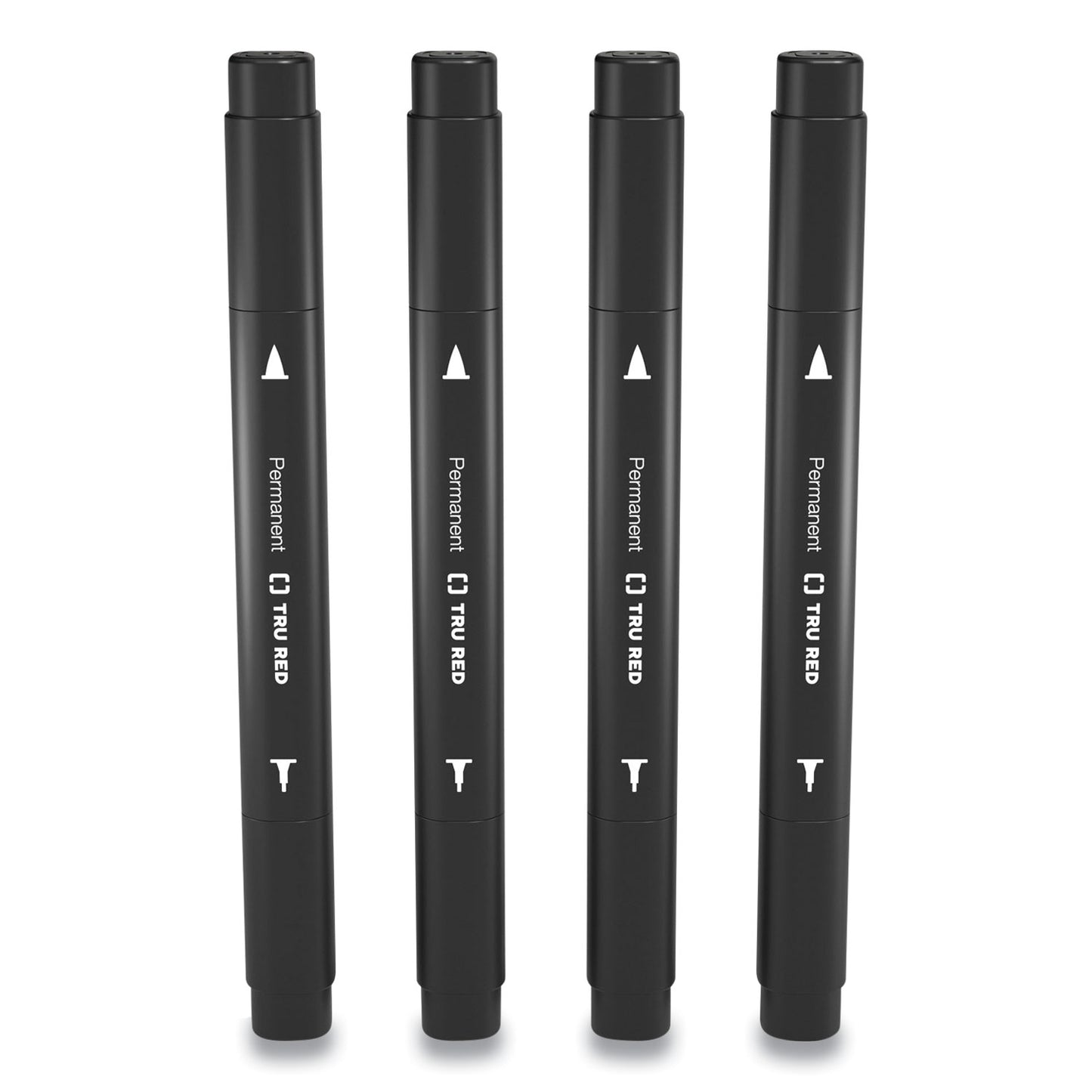 TRU RED Permanent Marker, Pen-Style Twin-Tip, Extra-Fine/Fine Bullet/Needle Tips, Black, 4/Pack (24417735)