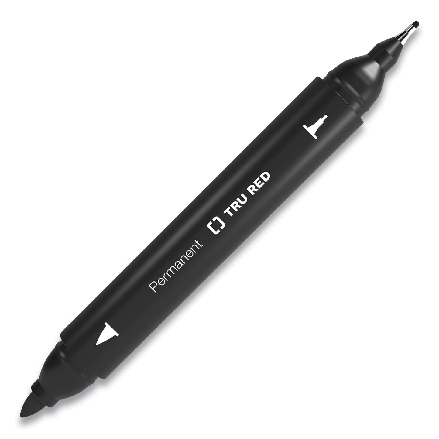 TRU RED Permanent Marker, Pen-Style Twin-Tip, Extra-Fine/Fine Bullet/Needle Tips, Black, 4/Pack (24417735)