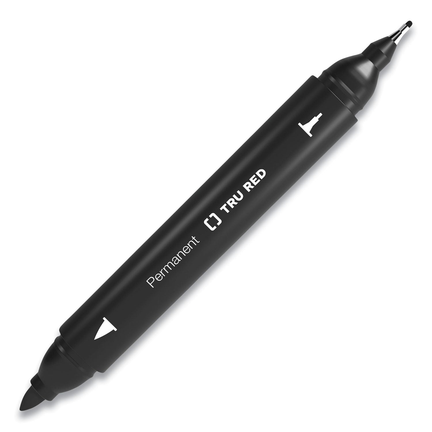 TRU RED Permanent Marker, Pen-Style Twin-Tip, Extra-Fine/Fine Bullet/Needle Tips, Black, 4/Pack (24417735)