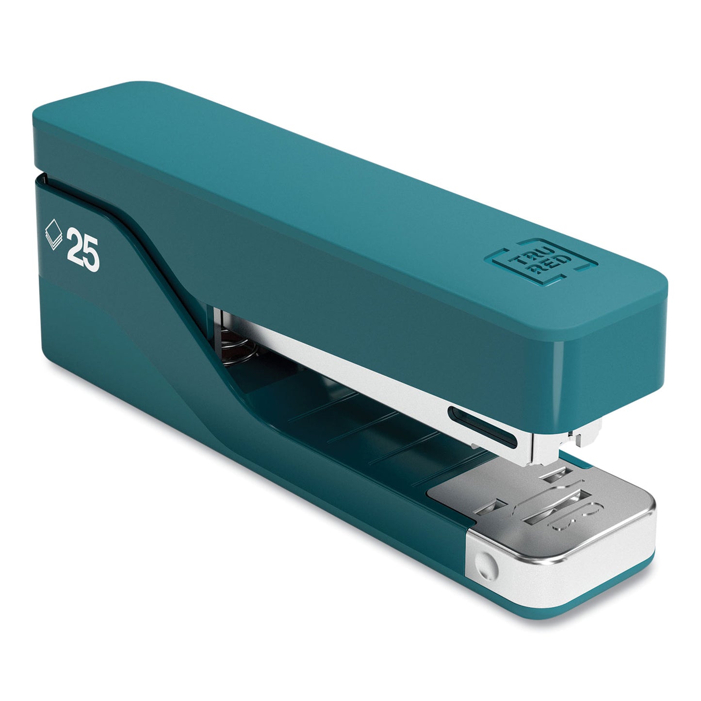 TRU RED Desktop Aluminum Stapler, 25-Sheet Capacity, Teal (24418165)
