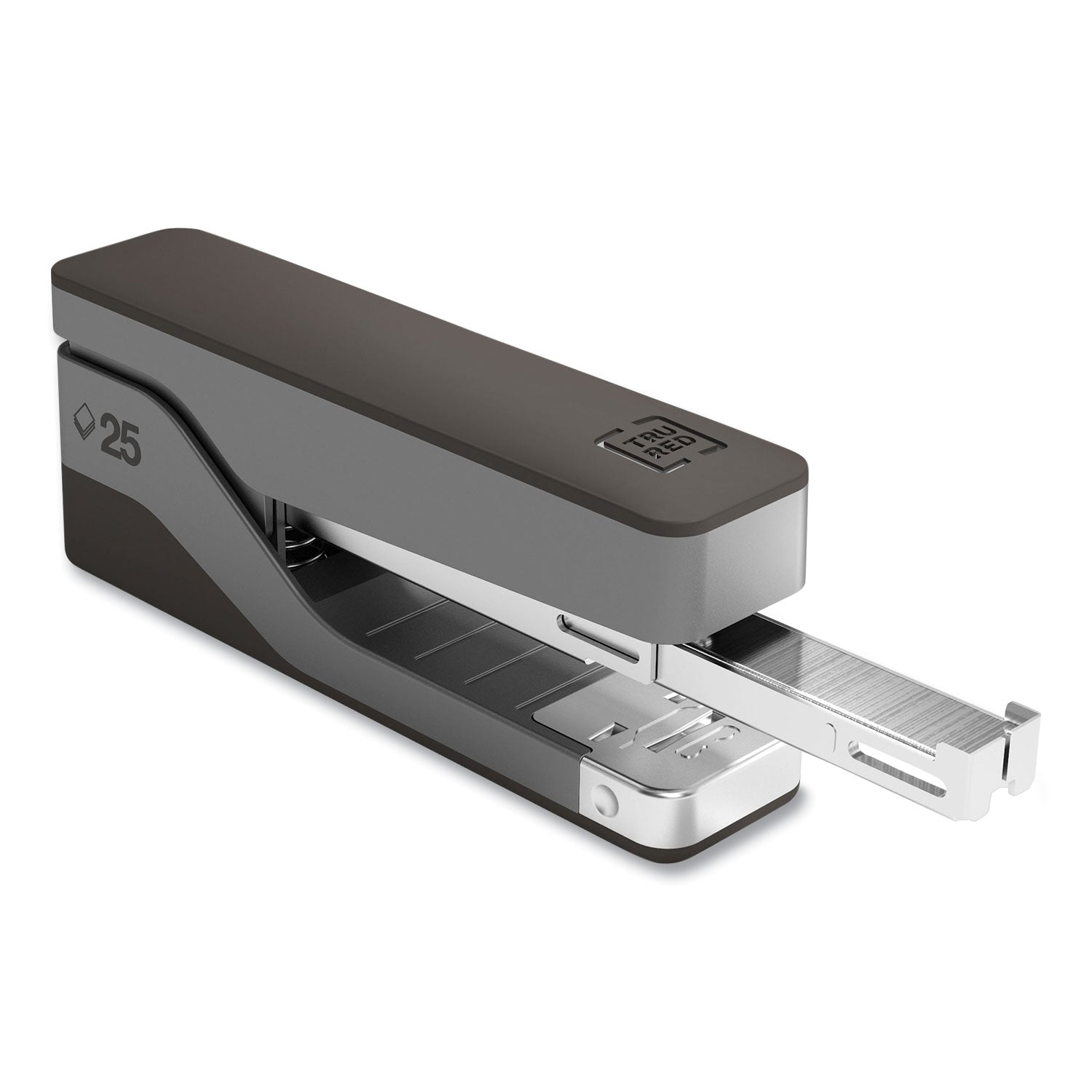 TRU RED Desktop Aluminum  Half Strip Stapler, 25-Sheet Capacity, Gray/Black (24418184)