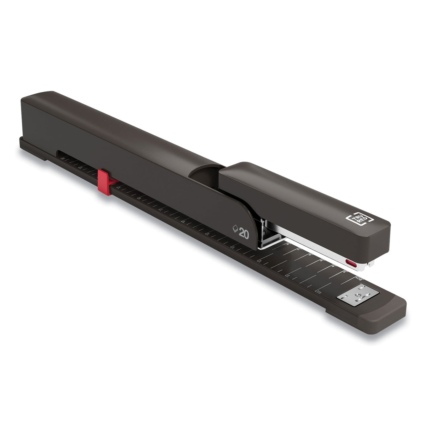 TRU RED Long Reach Stapler, 20-Sheet Capacity, 12" Throat, Black (24418187)