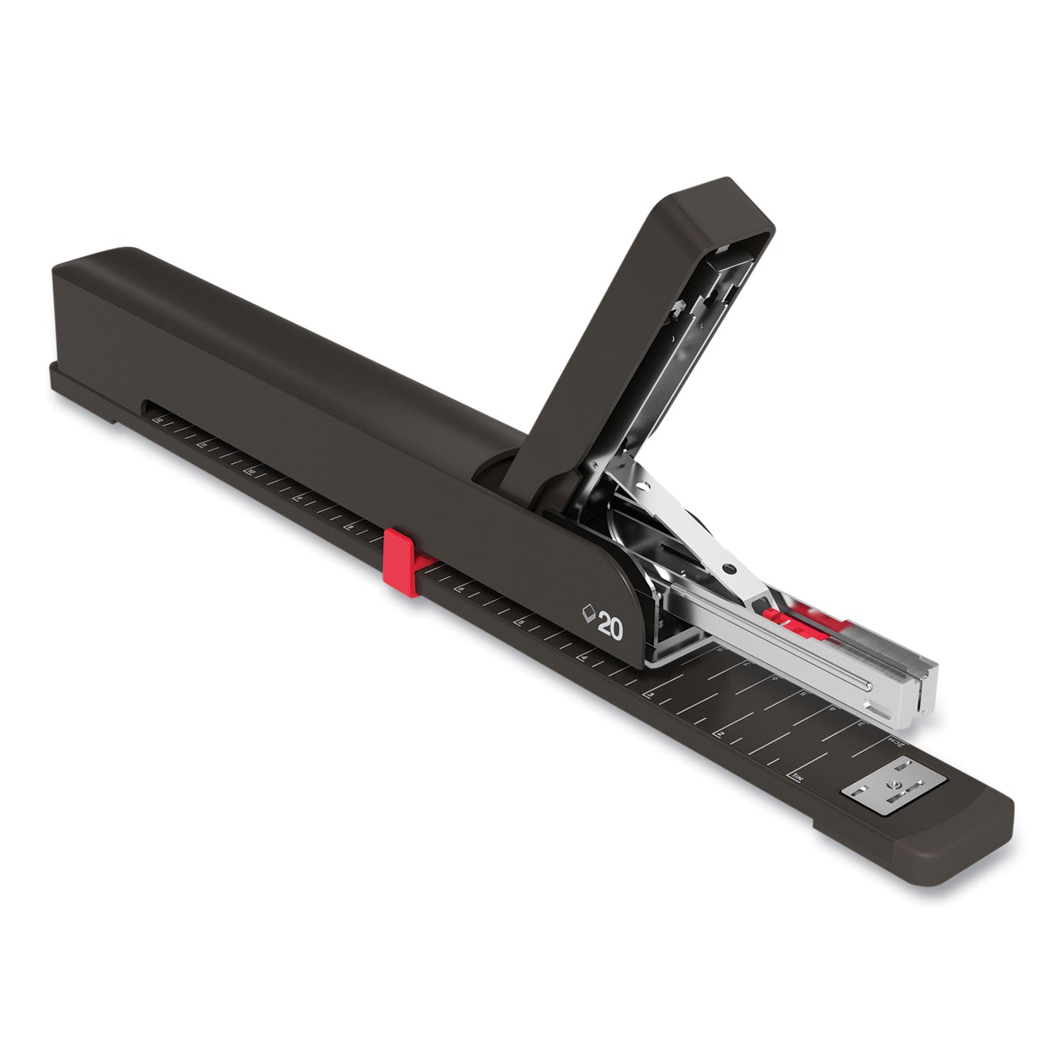 TRU RED Long Reach Stapler, 20-Sheet Capacity, 12" Throat, Black (24418187)