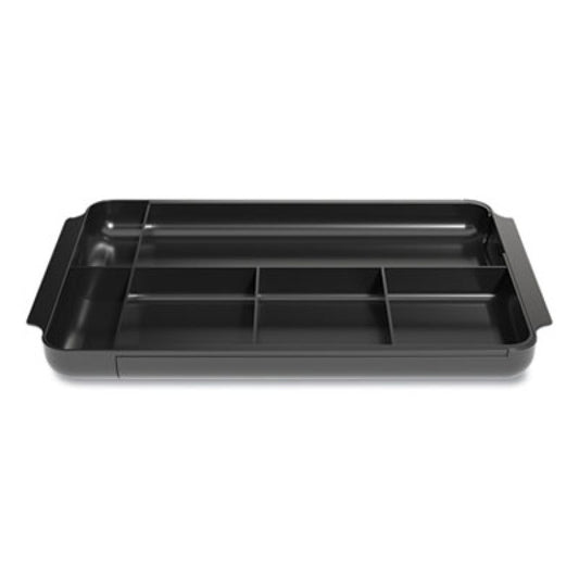 TRU RED Seven-Compartment Expandable Plastic Drawer Organizer, 12.8 x 8.5 x 1.34, Black (24418568)