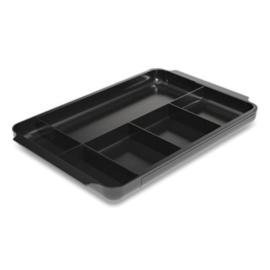 TRU RED Seven-Compartment Expandable Plastic Drawer Organizer, 12.8 x 8.5 x 1.34, Black (24418568)