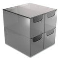 TRU RED Plastic Cube Desktop Organizer, 4 Compartments, 6 x 6 x 6, Smoke (24418569)