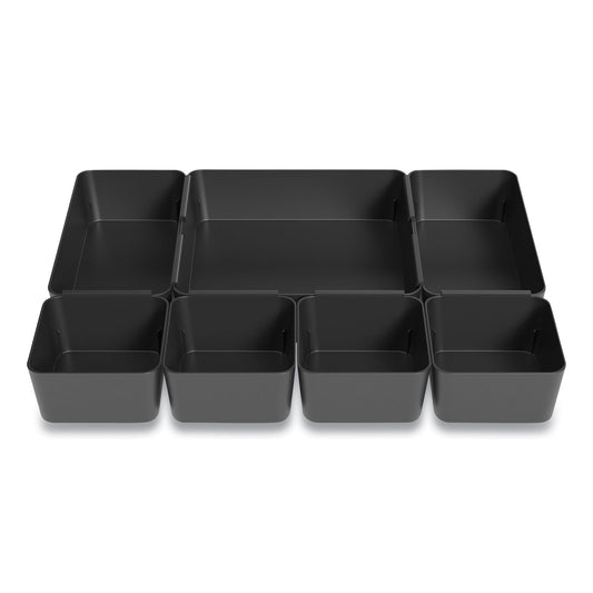 TRU RED Ten-Compartment Plastic Drawer Organizer, 7.83 x 8.19 x 5.35, Black (24418574)