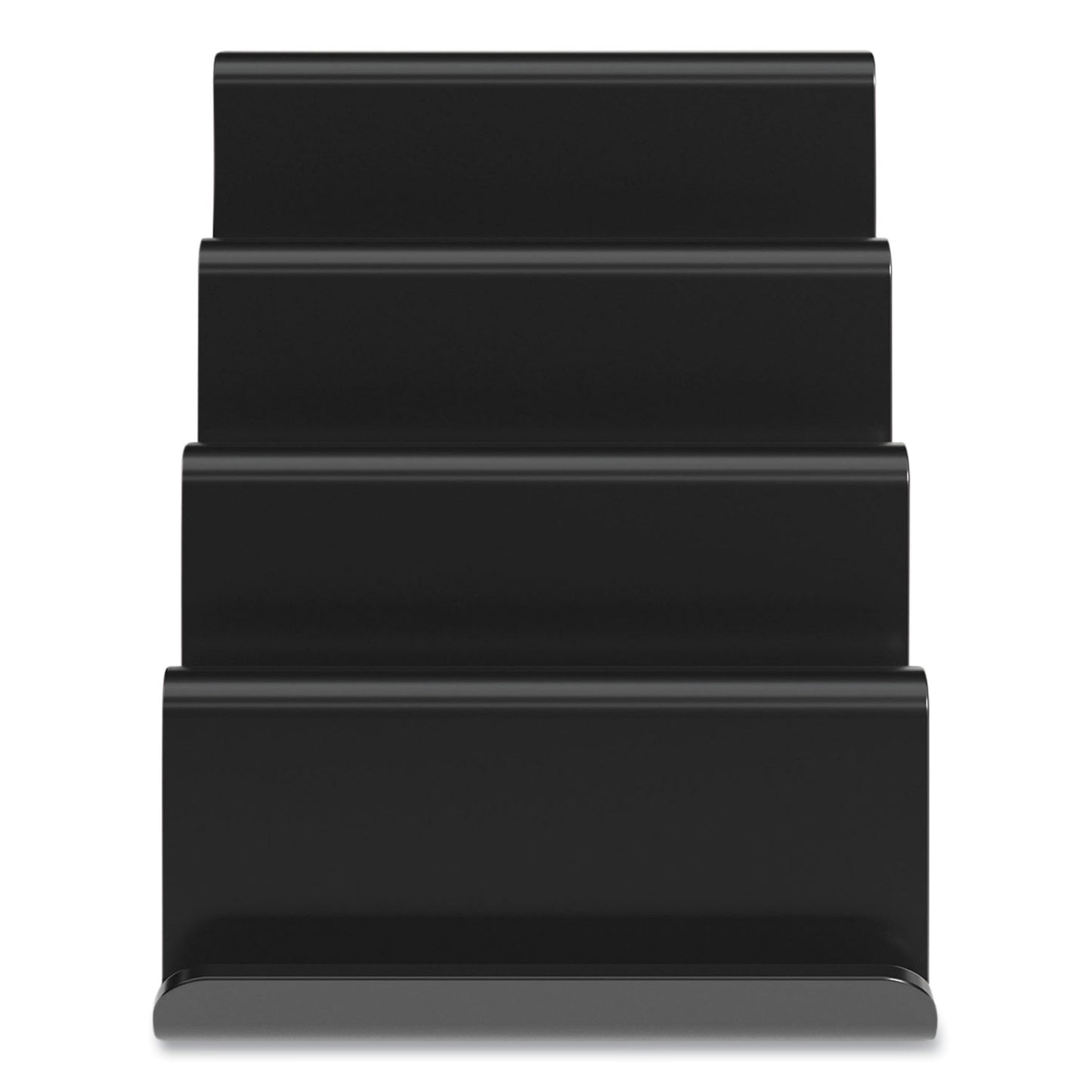 TRU RED Four Compartment Business Card Holder, Holds 100 Cards, 3.9 x 6.3 x 4, Plastic, Black (24418575)