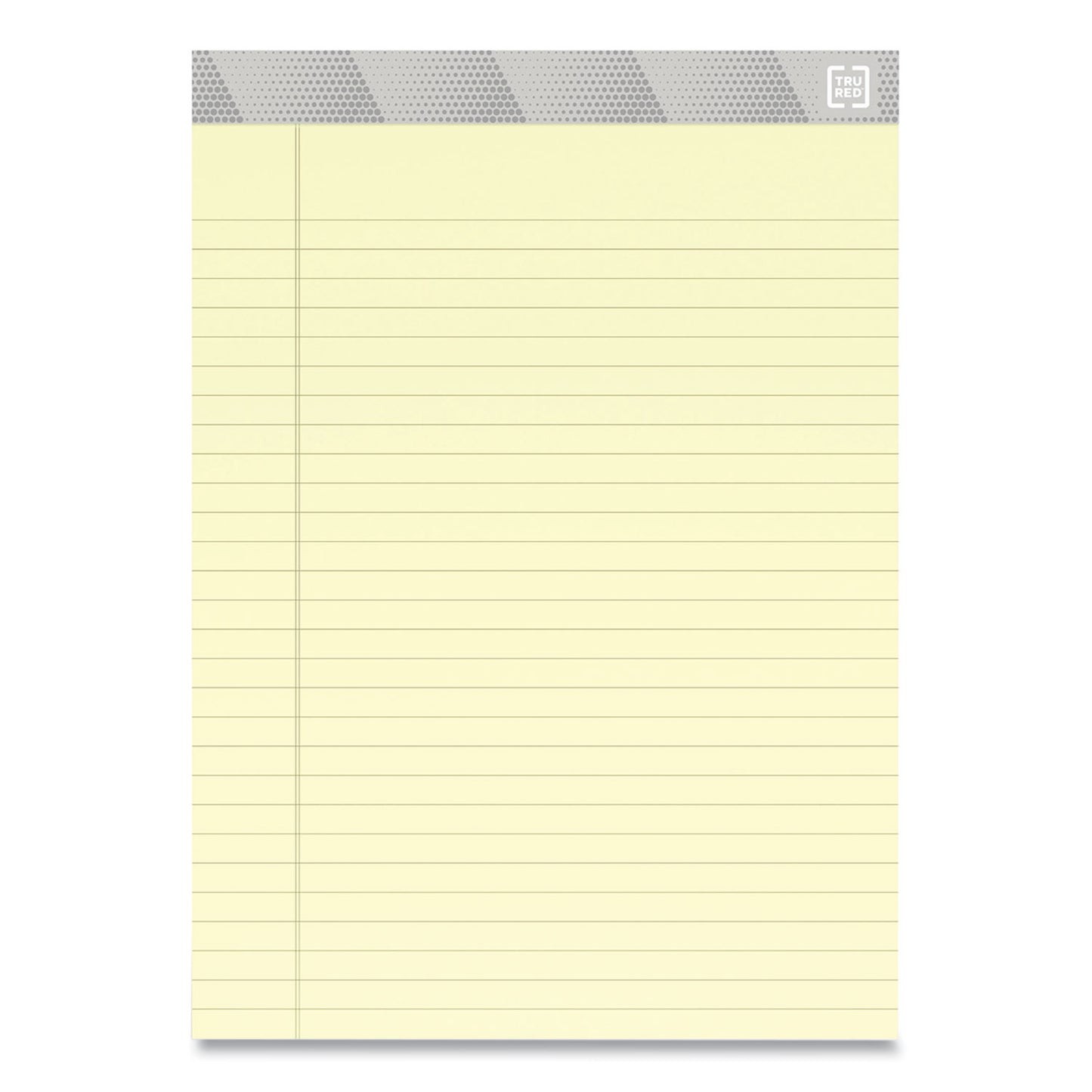 TRU RED Notepads, Wide/Legal Rule, 50 Canary-Yellow 8.5 x 11.75 Sheets, 12/Pack (24419913)