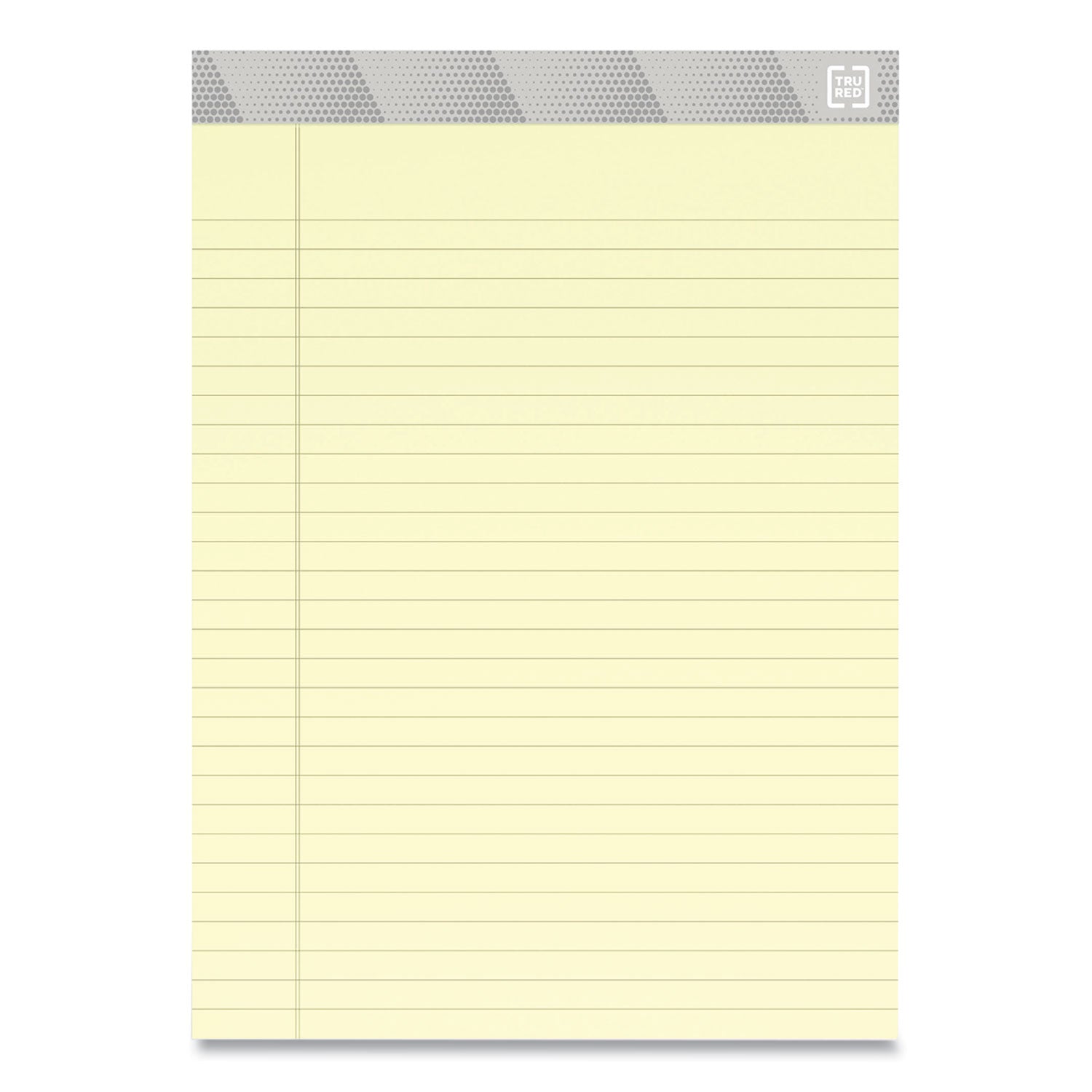 TRU RED Notepads, Wide/Legal Rule, 50 Canary-Yellow 8.5 x 11.75 Sheets, 12/Pack (24419913)