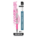 Zebra F-301 Ballpoint Pen, Retractable, Fine 0.7 mm, Black Ink, Stainless Steel/Pink Barrel (37111)