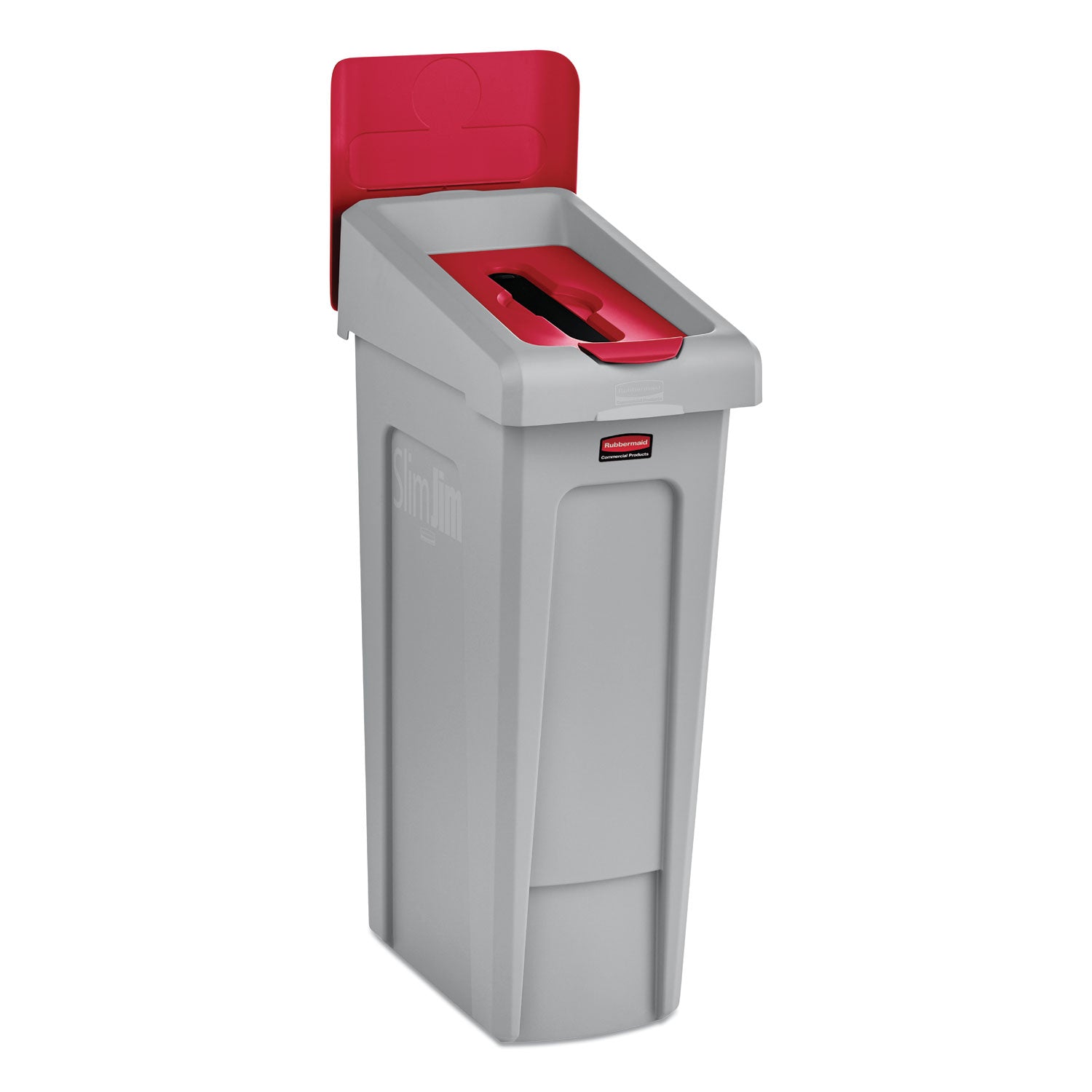 Rubbermaid Commercial Slim Jim Recycling Station Billboard, , Plastic, Red (2007905)