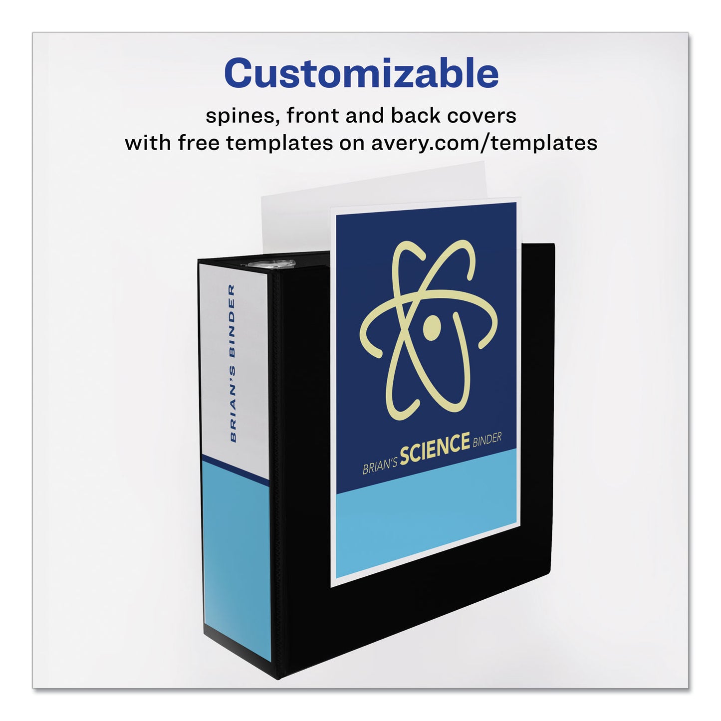 Avery Durable View Binder with DuraHinge and EZD Rings, 3 Rings, 4" Capacity, 11 x 8.5, Black, (9800) (09800)