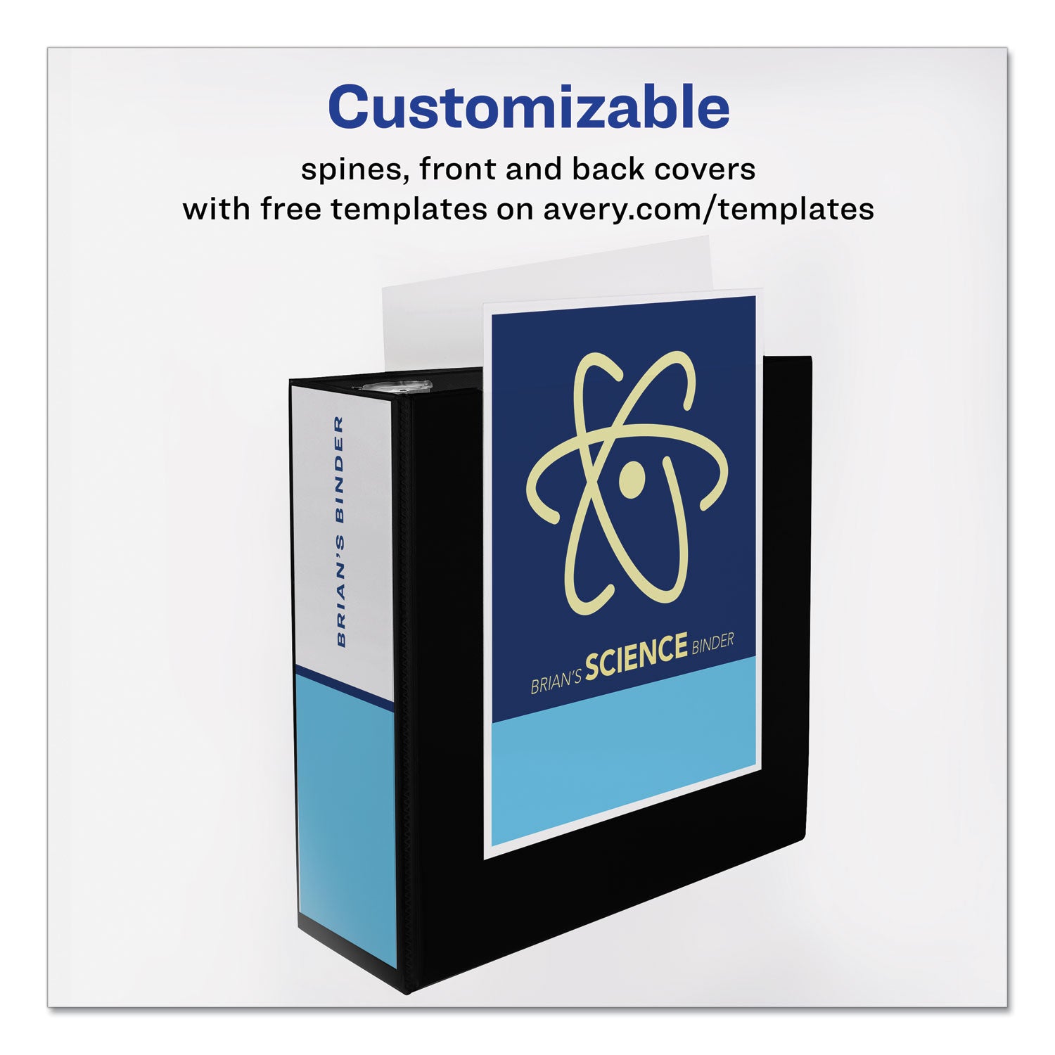 Avery Durable View Binder with DuraHinge and EZD Rings, 3 Rings, 4" Capacity, 11 x 8.5, Black, (9800) (09800)