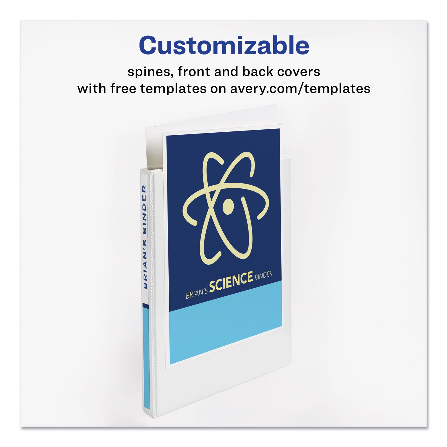 Avery Durable View Binder with DuraHinge and Slant Rings, 3 Rings, 0.5" Capacity, 11 x 8.5, White (17002)