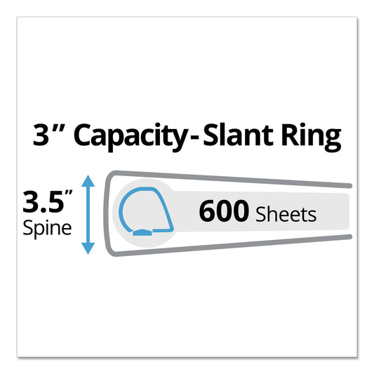 Avery Durable View Binder with DuraHinge and Slant Rings, 3 Rings, 3" Capacity, 11 x 8.5, White (17042)