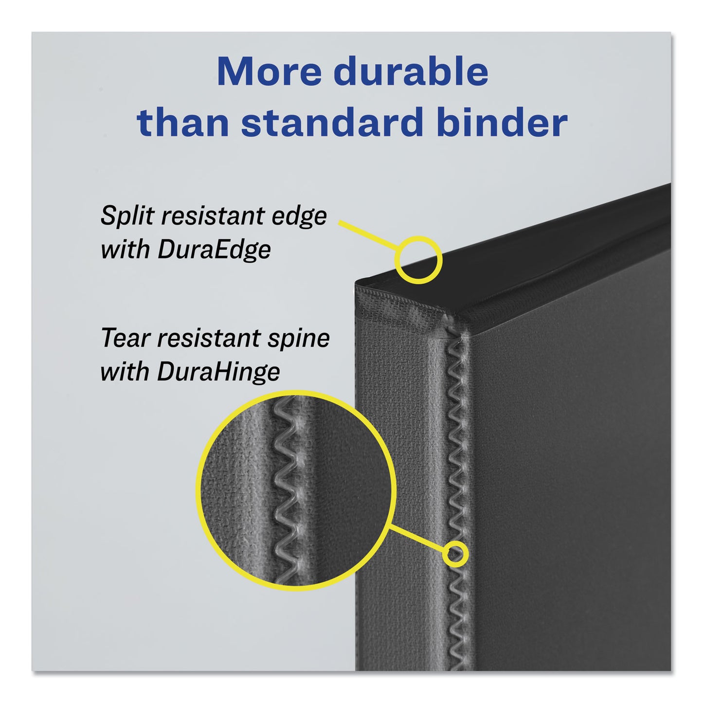 Avery Durable View Binder with DuraHinge and Slant Rings, 3 Rings, 0.5" Capacity, 11 x 8.5, Black (17001)