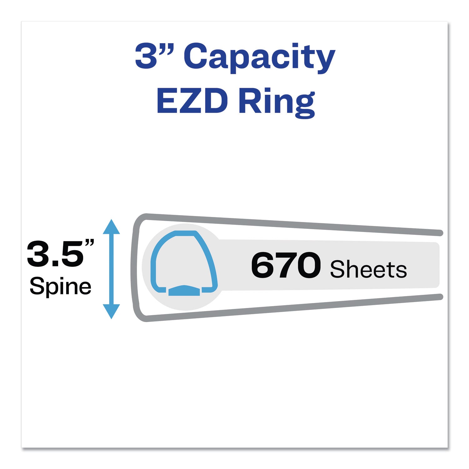 Avery Durable View Binder with DuraHinge and EZD Rings, 3 Rings, 3" Capacity, 11 x 8.5, Black, (9700) (09700)