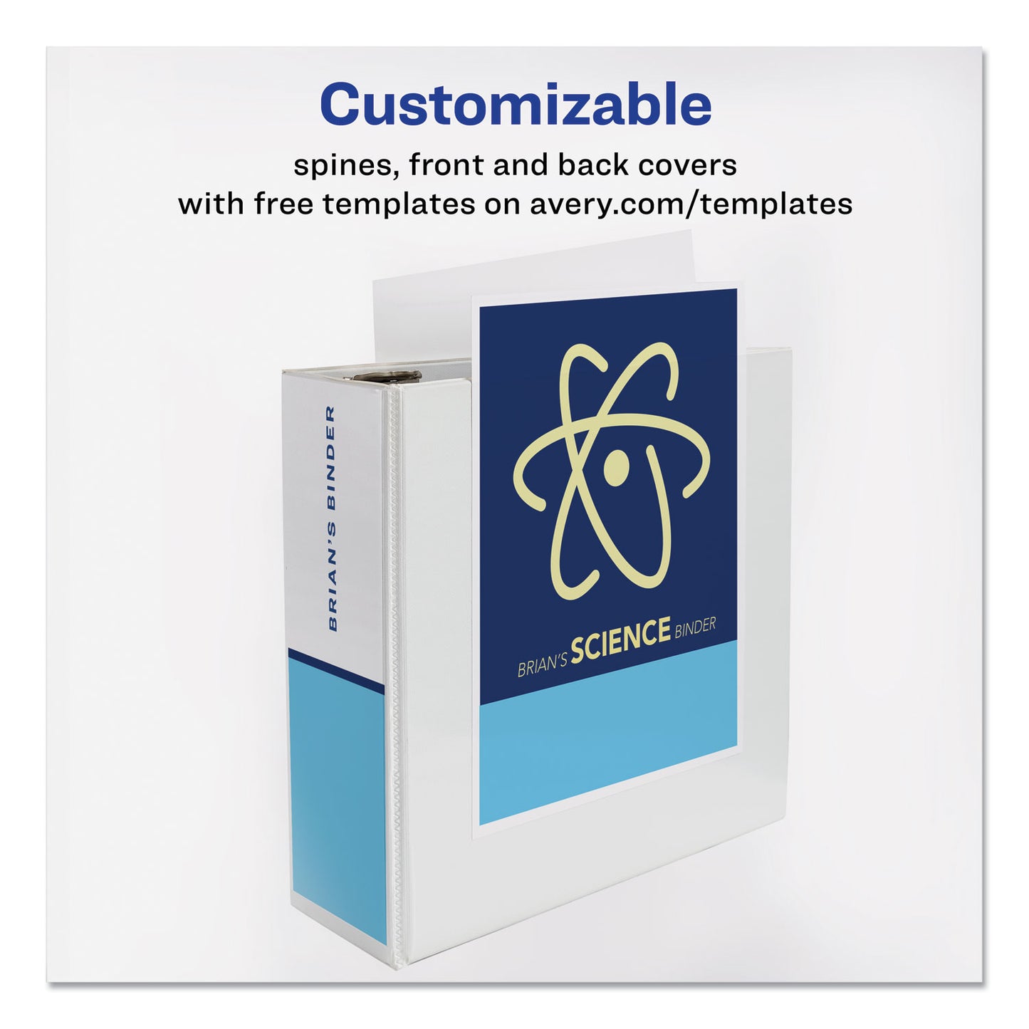 Avery Durable View Binder with DuraHinge and EZD Rings, 3 Rings, 4" Capacity, 11 x 8.5, White, (9801) (09801)