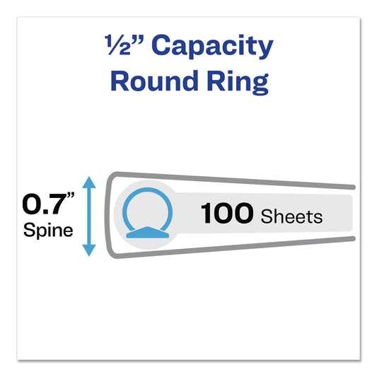 Avery Mini Size Durable View Binder with Round Rings, 3 Rings, 0.5" Capacity, 8.5 x 5.5, White (27726)