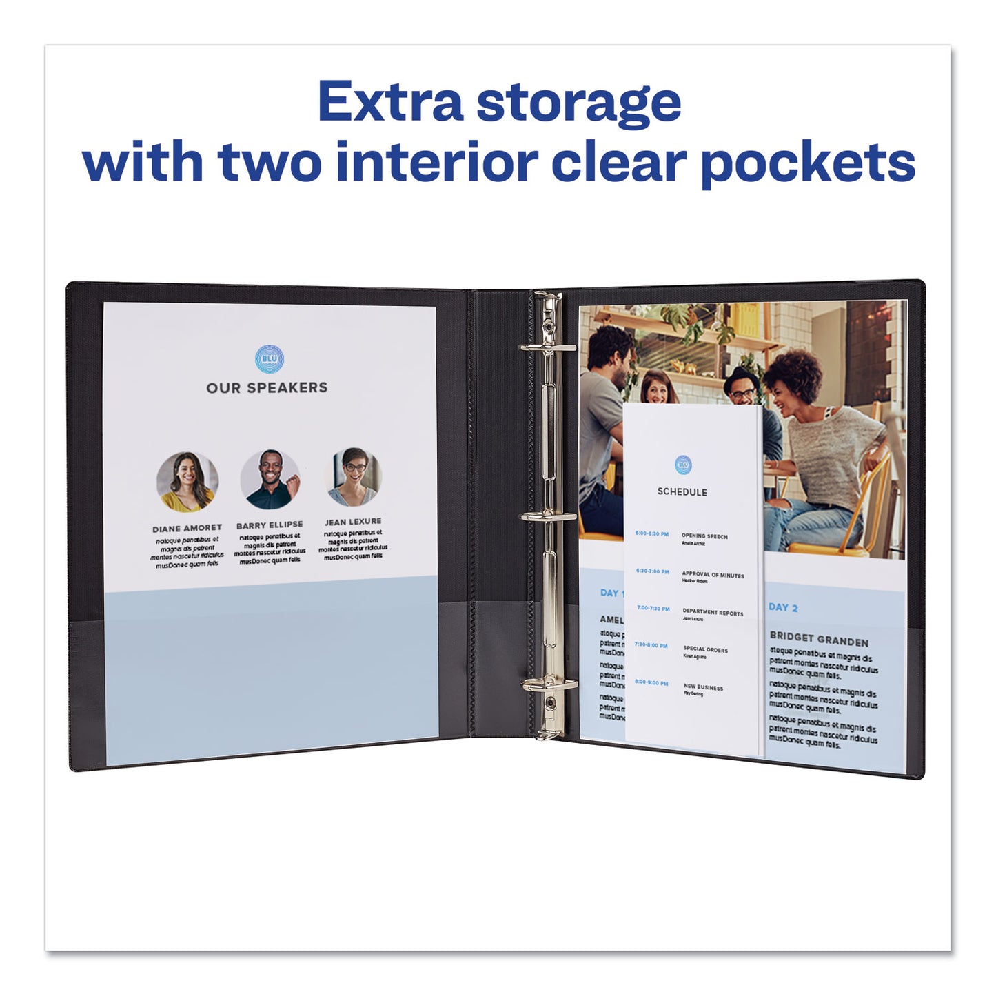 Avery Durable Non-View Binder with DuraHinge and Slant Rings, 3 Rings, 1" Capacity, 11 x 8.5, Blue (27251)