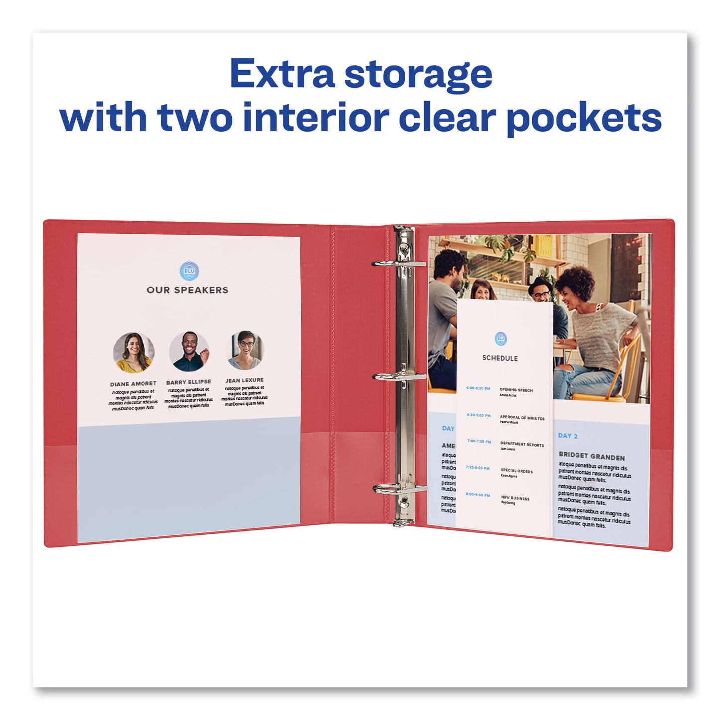 Avery Durable Non-View Binder with DuraHinge and Slant Rings, 3 Rings, 1" Capacity, 11 x 8.5, Red (27201)