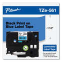 Brother TZe Standard Adhesive Laminated Labeling Tape, 1.4" x 26.2 ft, Black on Blue (TZE561CS)