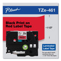 Brother TZe Standard Adhesive Laminated Labeling Tape, 1.4" x 26.2 ft, Black on Red (TZE461CS)