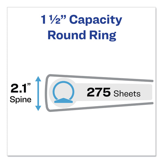 Avery Economy View Binder with Round Rings , 3 Rings, 1.5" Capacity, 11 x 8.5, White, (5726) (05726)