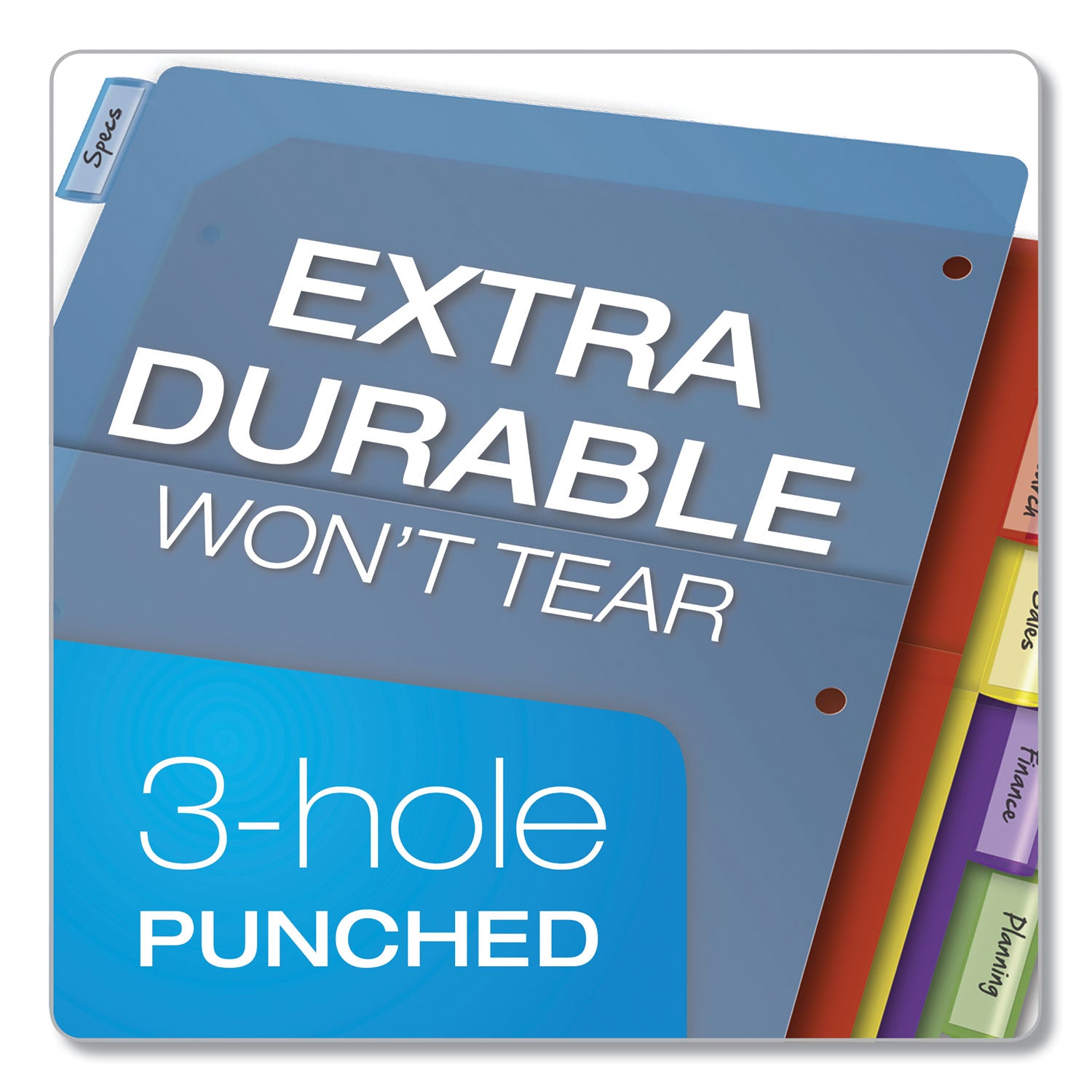 Cardinal Poly 1-Pocket Index Dividers, 8-Tab, 11 x 8.5, Assorted (84017)
