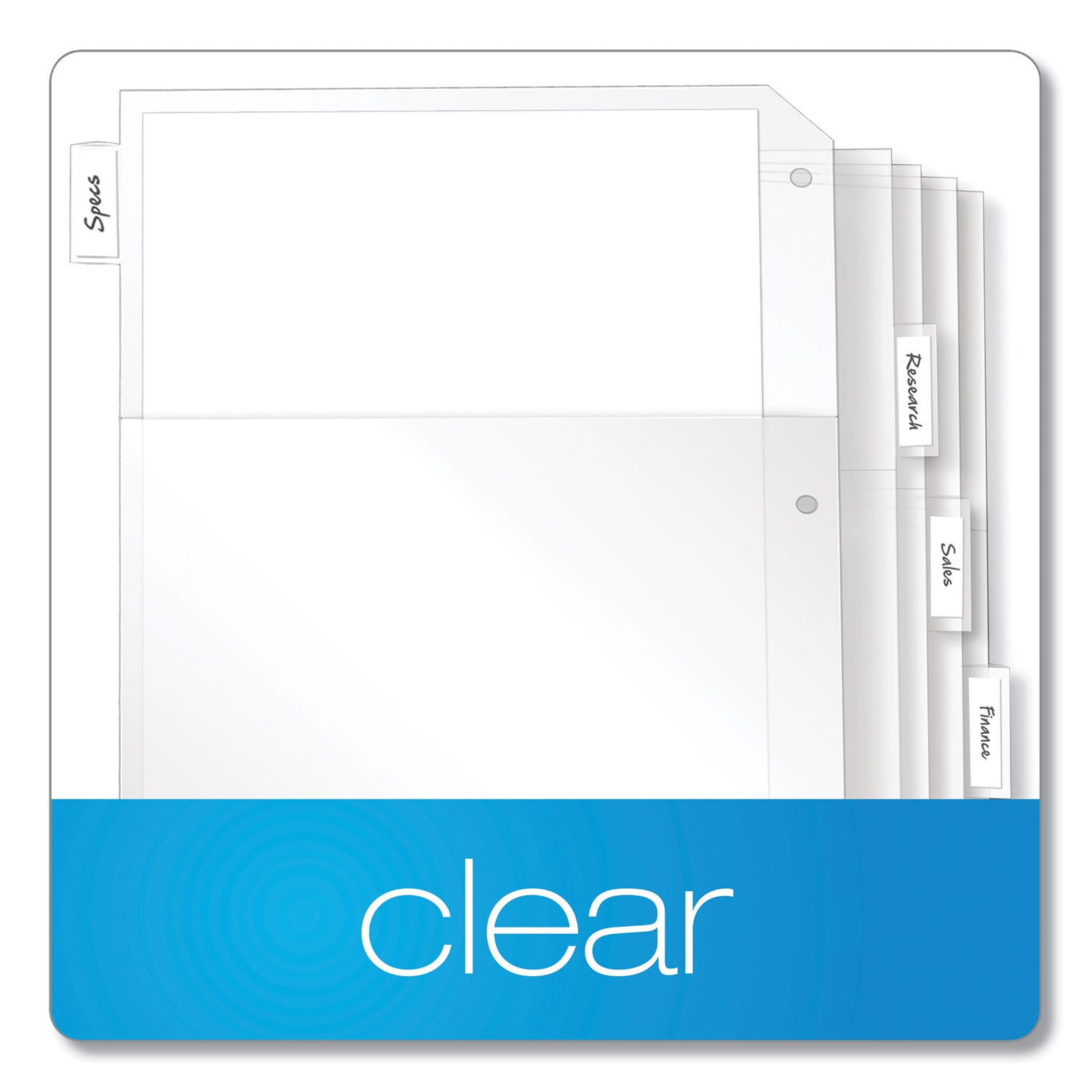 Cardinal Poly Ring Binder Pockets, 8.5 x 11, Clear, 5/Pack (84010)