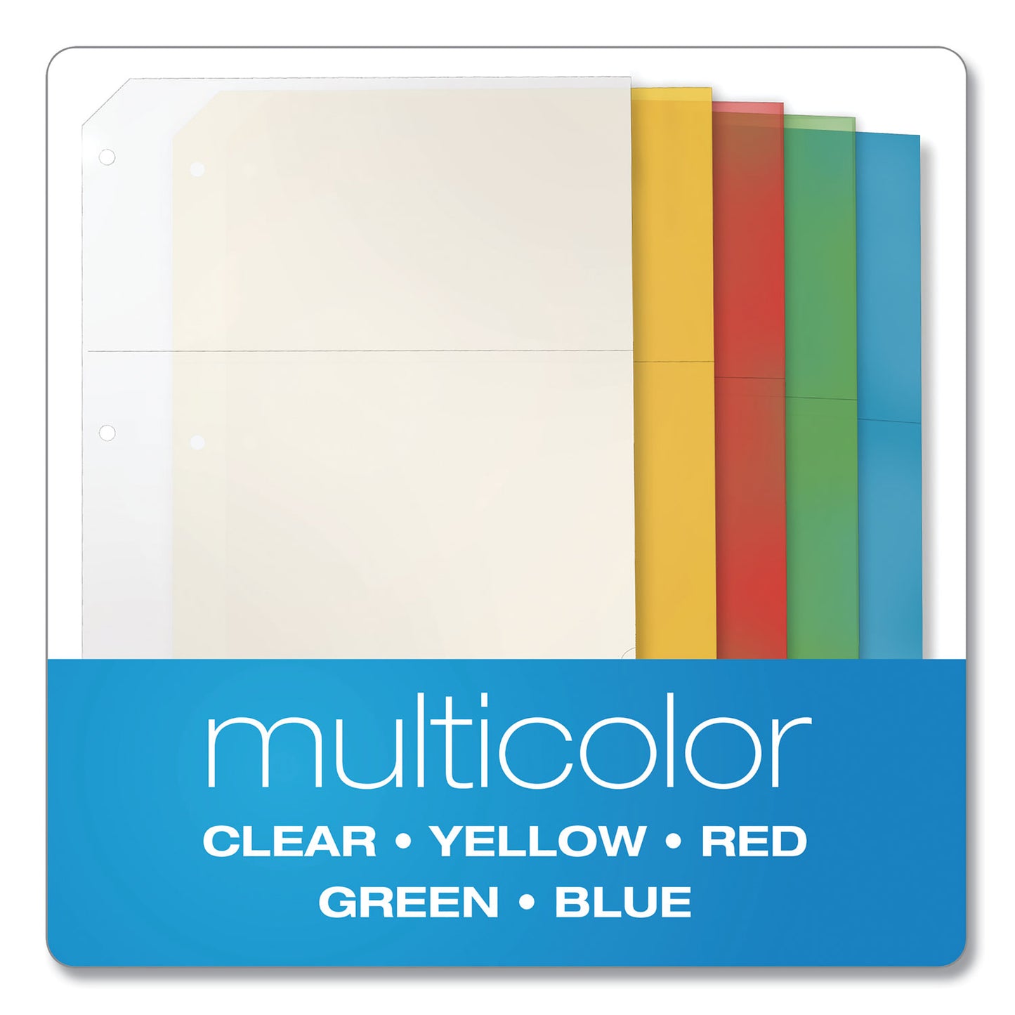 Cardinal Poly Ring Binder Pockets, 8.5 x 11, Assorted Colors, 5/Pack (84007)