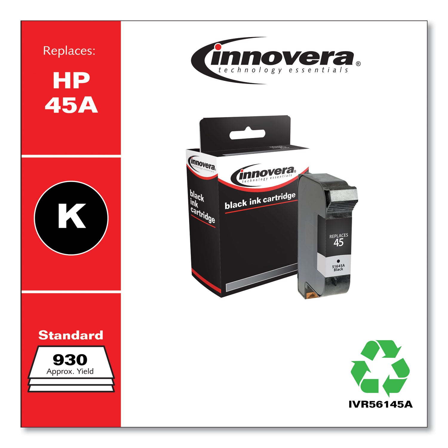 Innovera Remanufactured Black Ink, Replacement for 45A (51645A), 930 Page-Yield (56145A)