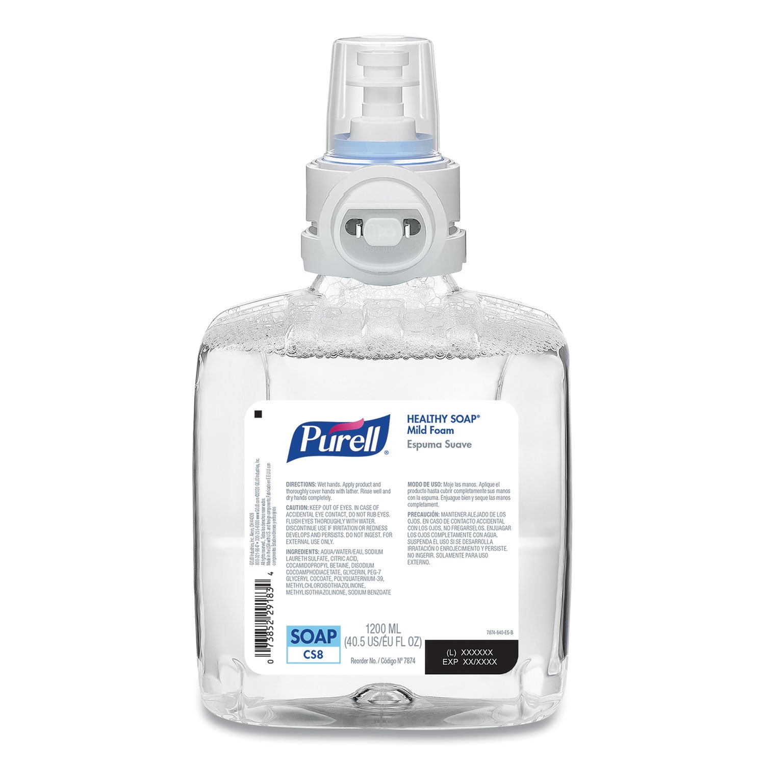 PURELL Professional HEALTHY SOAP Mild Foam Refill, For CS8 Dispensers, Fragrance-Free, 1,200 mL, 2/Carton (787402CT)