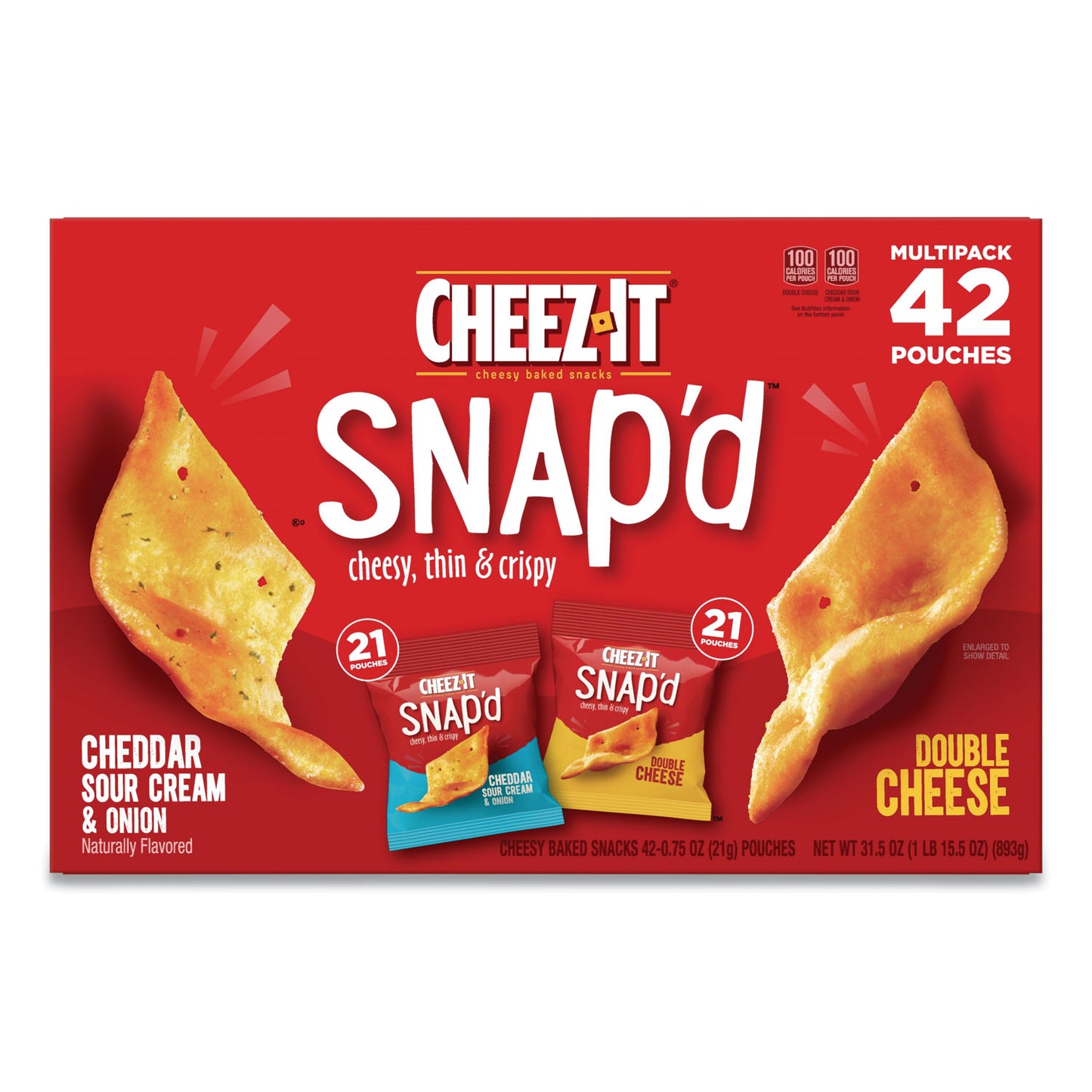 Cheez-It Snap'd Crackers Variety Pack, Cheddar Sour Cream and Onion